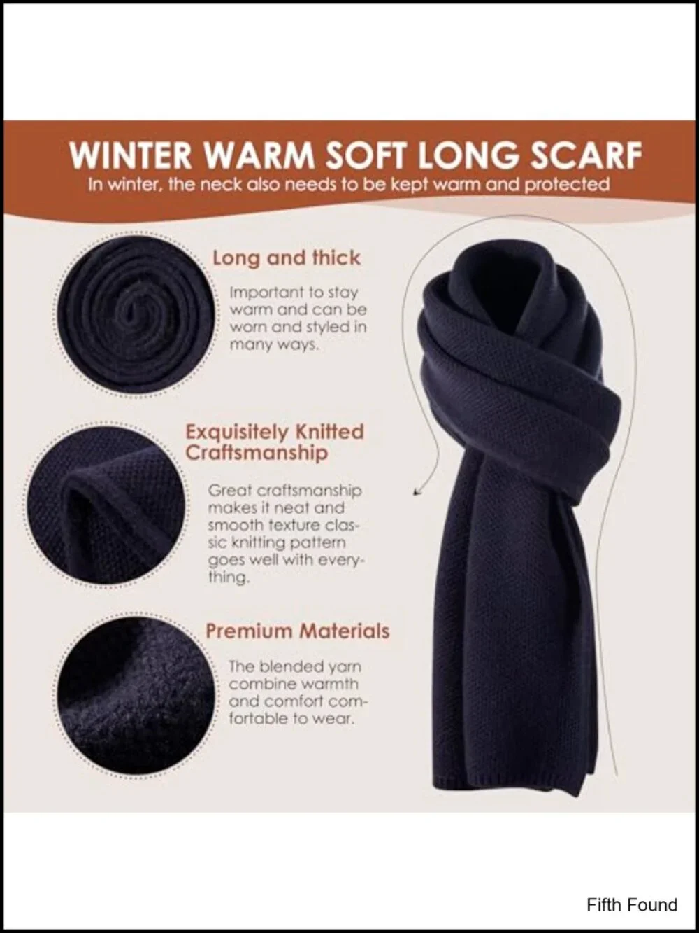 Soft Chunky Knit Long Scarf 70x10 Cozy Cold Weather Wrap for Women